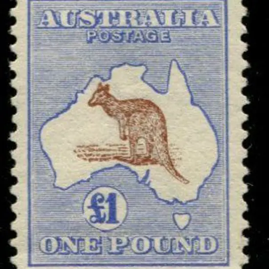 1913 1st wmk £1 red-brown & blue with duty plate ...