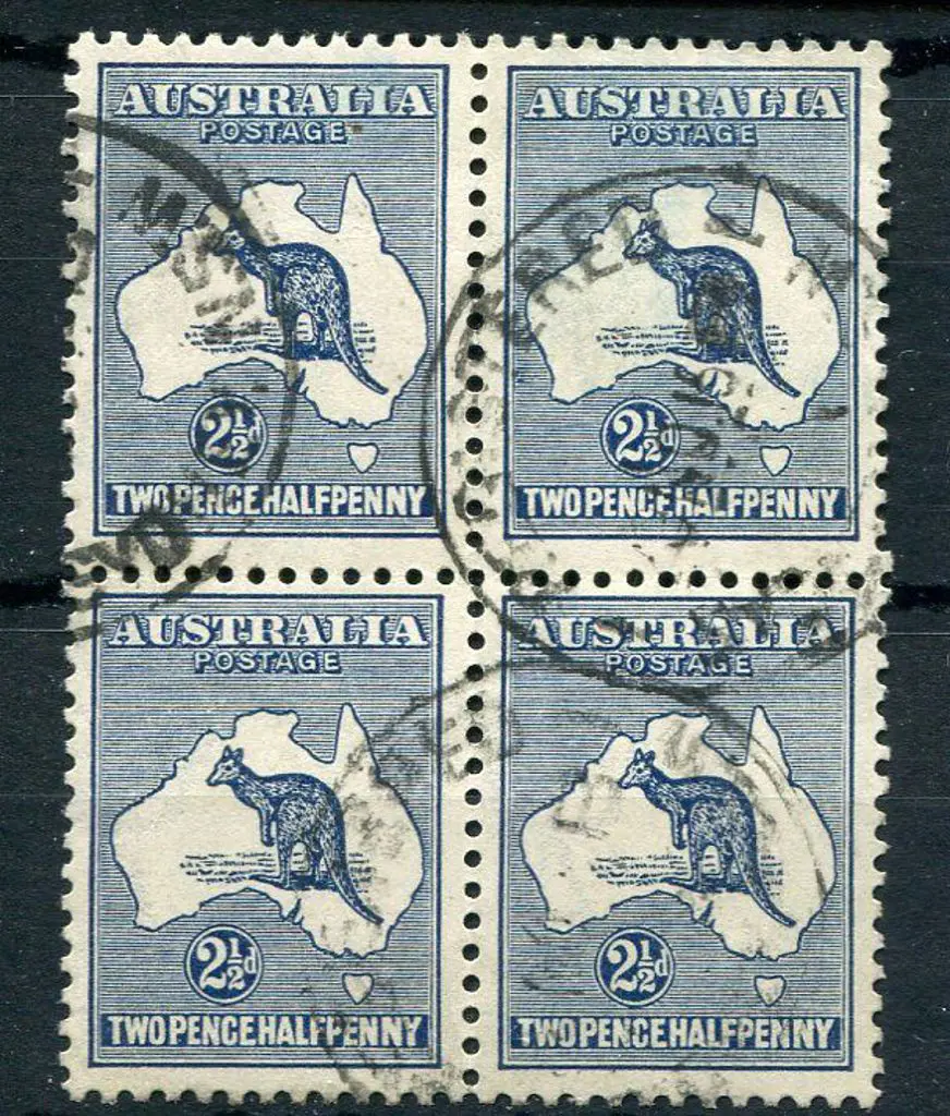1915 2nd wmk 2½d indigo. Good to fine used block ... Image 1++
