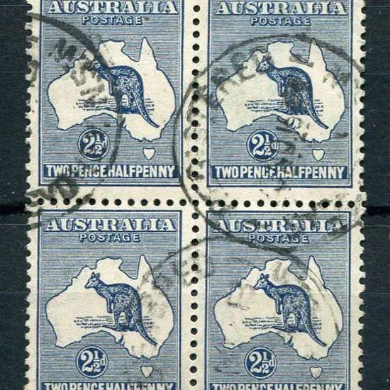 1915 2nd wmk 2½d indigo. Good to fine used block ...