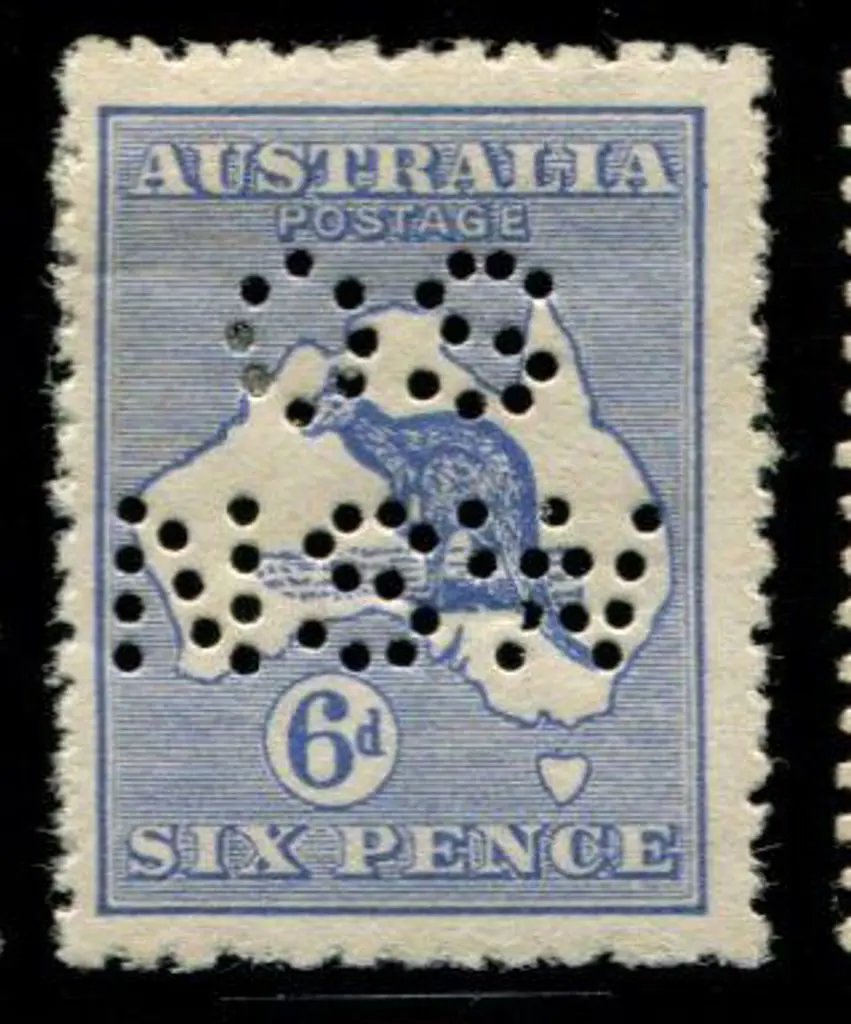 1915 2nd wmk 6d ultramarine perfined "OS NSW". MLH ... Image 1++