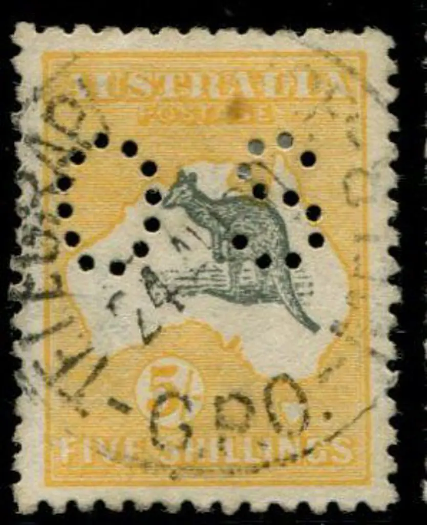 1915 2nd wmk 5/- deep grey & chrome with inverted ... Image 1++