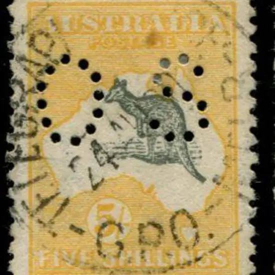 1915 2nd wmk 5/- deep grey & chrome with inverted ...
