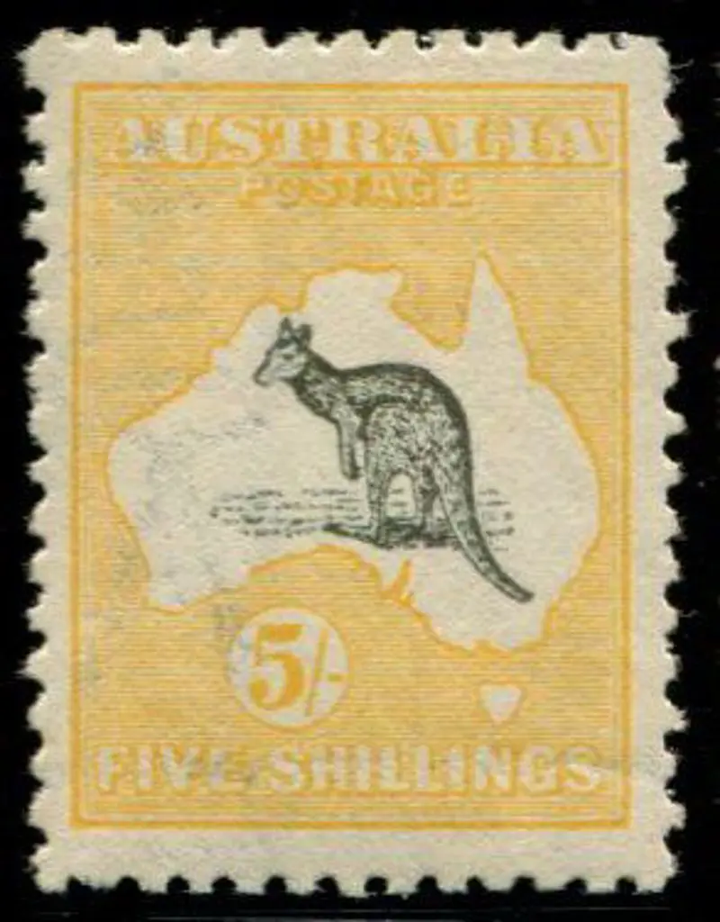 1915 2nd wmk 5/- deep grey & yellow. MLH with ... Image 1++