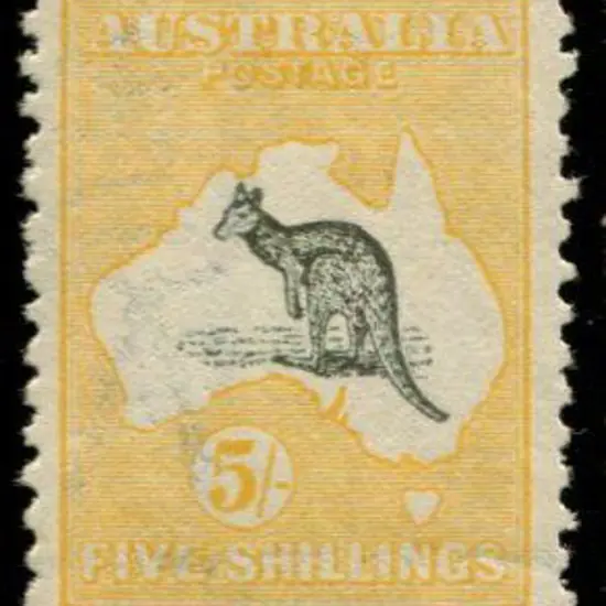 1915 2nd wmk 5/- deep grey & yellow. MLH with ...