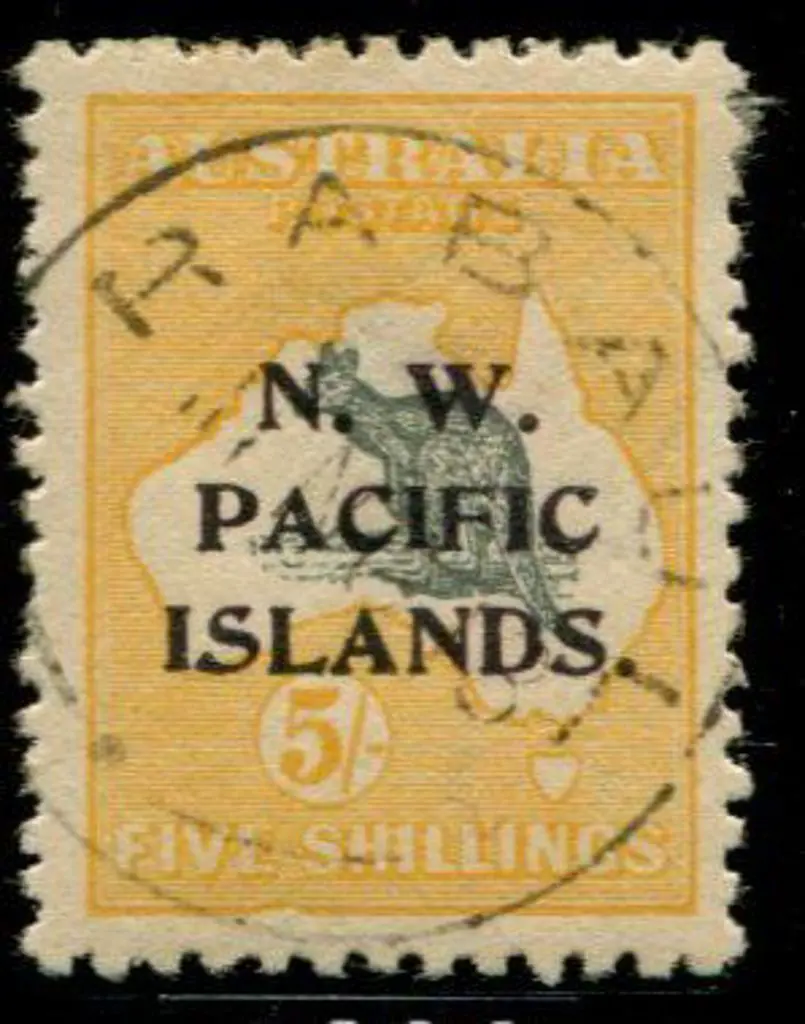 1915 2nd wmk 5/- deep grey & yellow ovptd "NW ... Image 1++