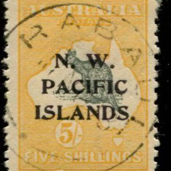 1915 2nd wmk 5/- deep grey & yellow ovptd "NW ...