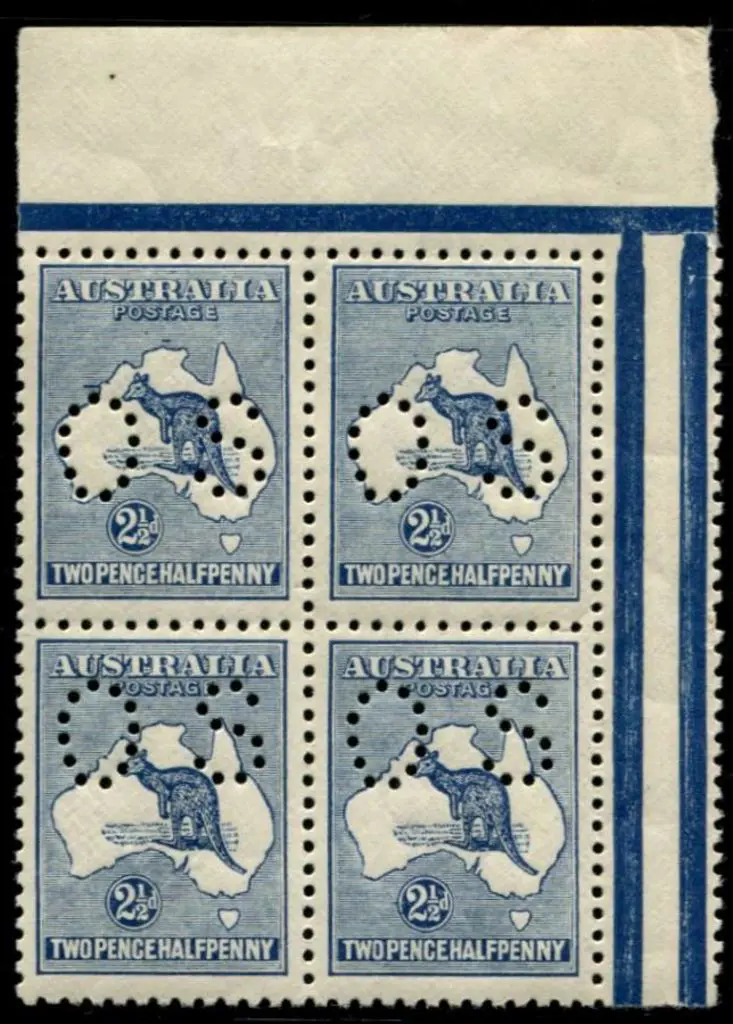 1915/28 3rd wmk 2½d deep blue perfined "OS" in top ... Image 1++