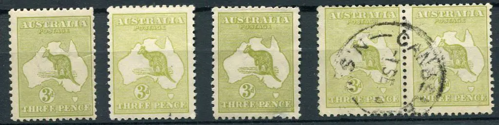 1915/28 3rd wmk 3d olive shades x 3 all Die I. MLH ... Image 1++