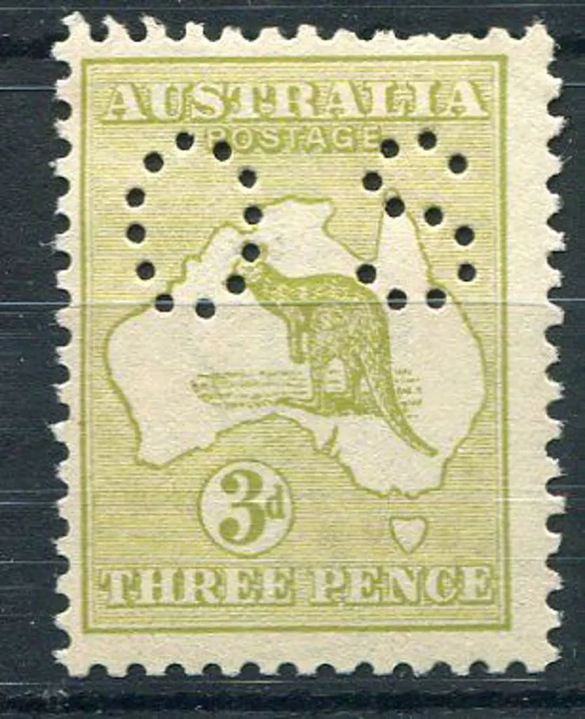 1915/28 3rd wmk 3d olive, Die I perfined "OS". MLH ... Image 1++