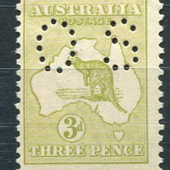 1915/28 3rd wmk 3d olive, Die I perfined "OS". MLH ...