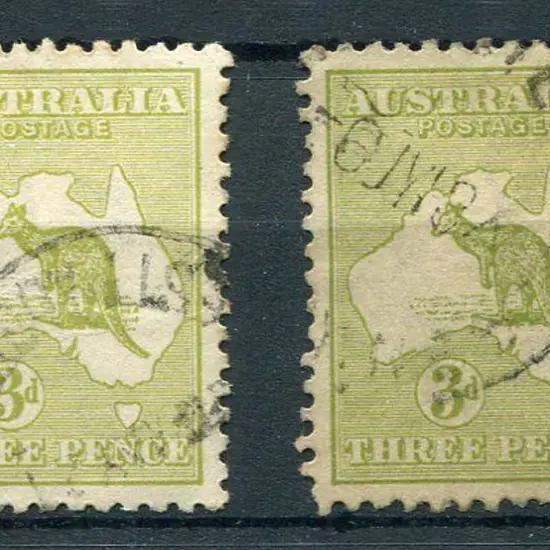 1915/28 3rd wmk 3d olive, Die II x 2 both with ...