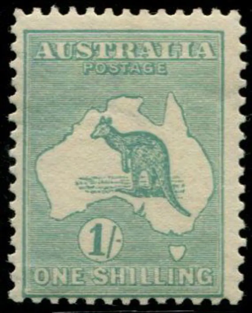 1915/28 3rd wmk 1/- blue green with wmk sideways & ... Image 1++