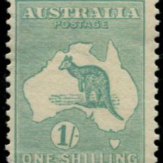 1915/28 3rd wmk 1/- blue green with wmk sideways & ...
