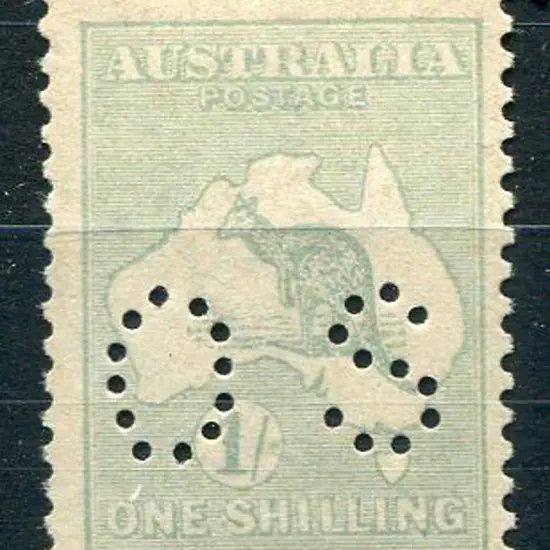 1915/28 3rd wmk 1/- blue-green, Die II perfined ...