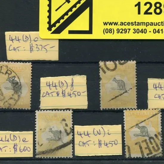 1915/28 3rd wmk 5/- grey & yellow all used with ...