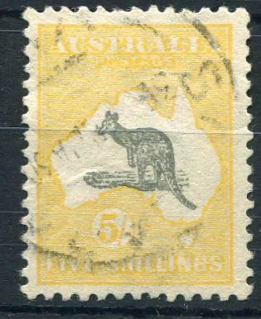 1915/28 3rd wmk 5/- grey & yellow. Fine used with ... Image 1++