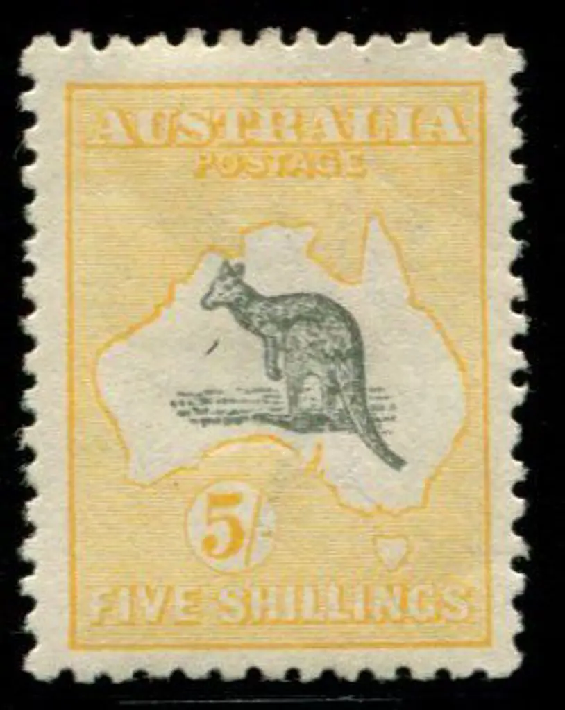1915/28 3rd wmk 5/- grey-black & chrome with duty ... Image 1++