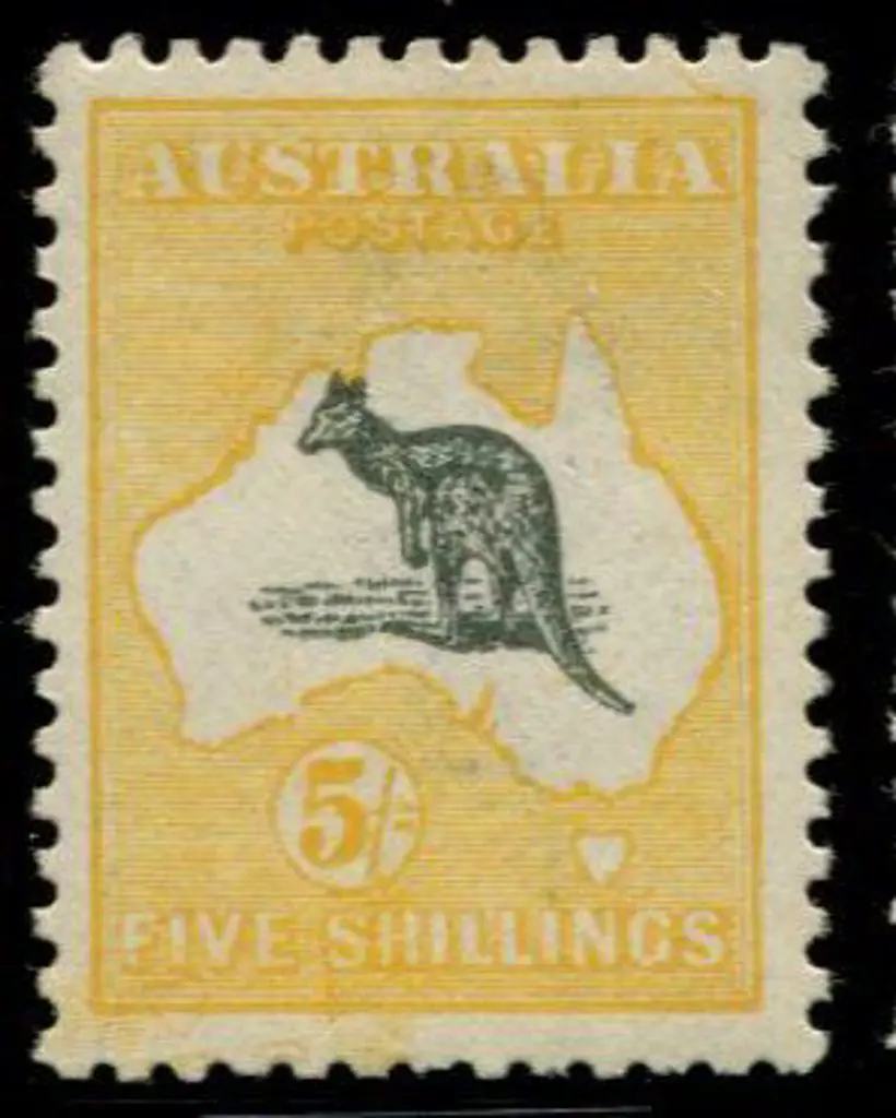 1915/28 3rd wmk 5/- grey-black & chrome. MLH with ... Image 1++