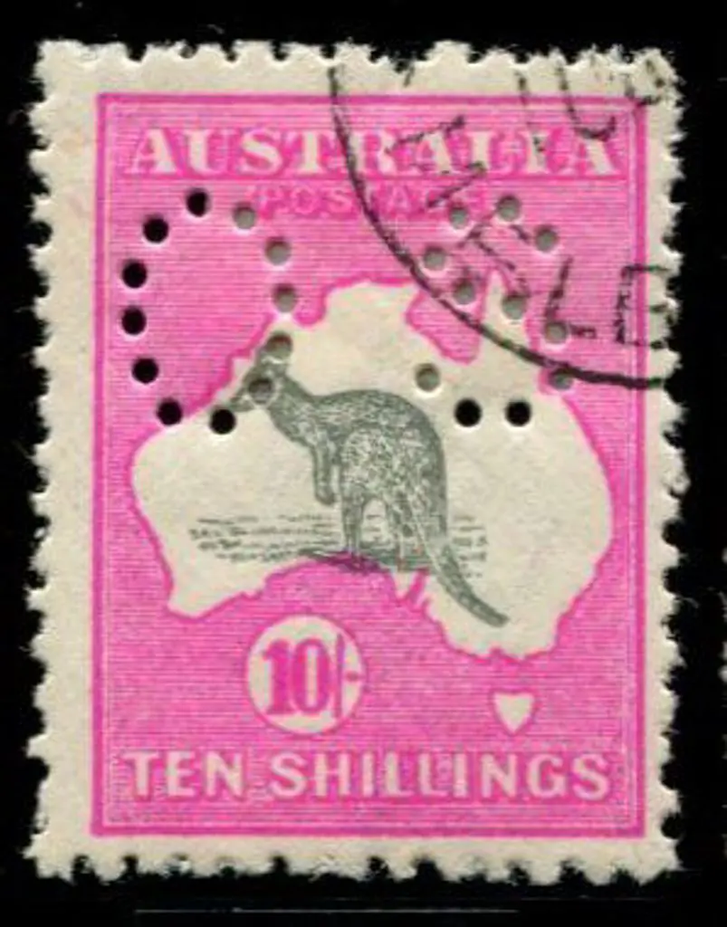 1915/28 3rd wmk 10/- grey & deep aniline pink ... Image 1++