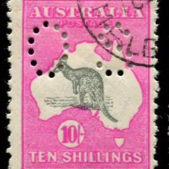 1915/28 3rd wmk 10/- grey & deep aniline pink ...