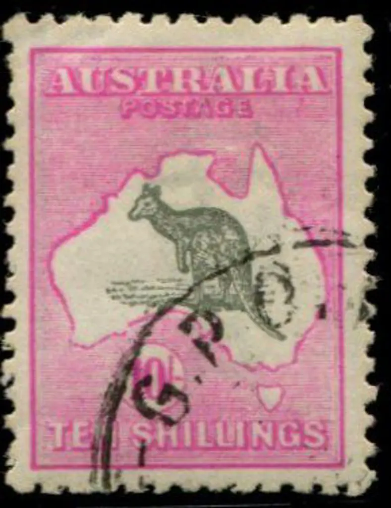 1915/28 3rd wmk 10/- grey & deep aniline pink with ... Image 1++