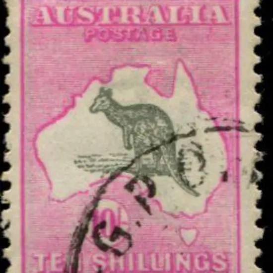1915/28 3rd wmk 10/- grey & deep aniline pink with ...