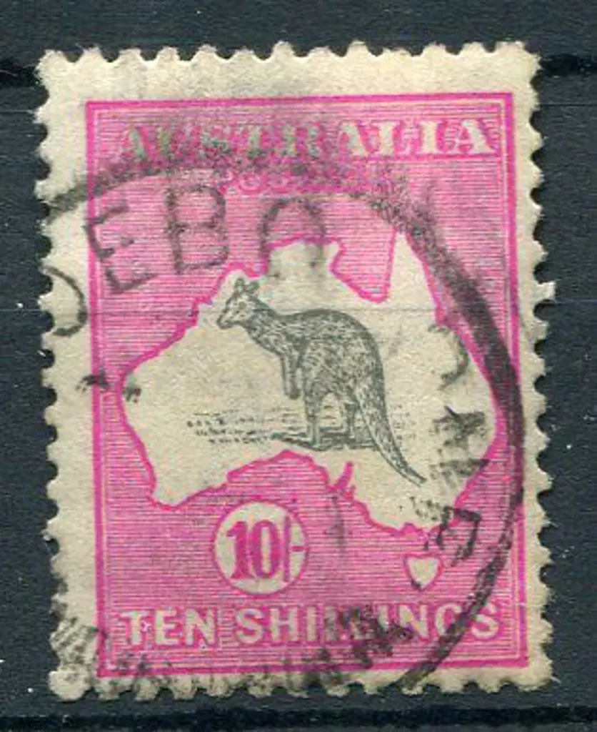 1915/28 3rd wmk 10/- grey & deep aniline pink. ... Image 1++