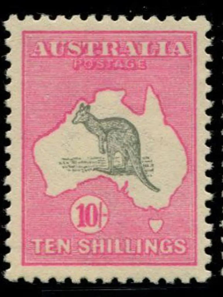 1915/28 3rd wmk 10/- grey & deep aniline pink. A ... Image 1++