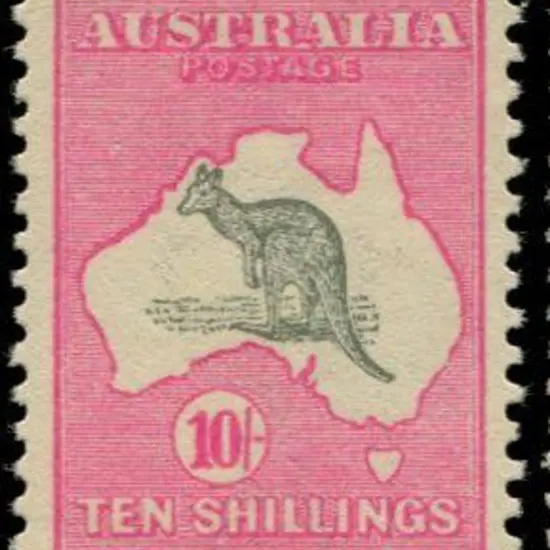 1915/28 3rd wmk 10/- grey & deep aniline pink. A ...