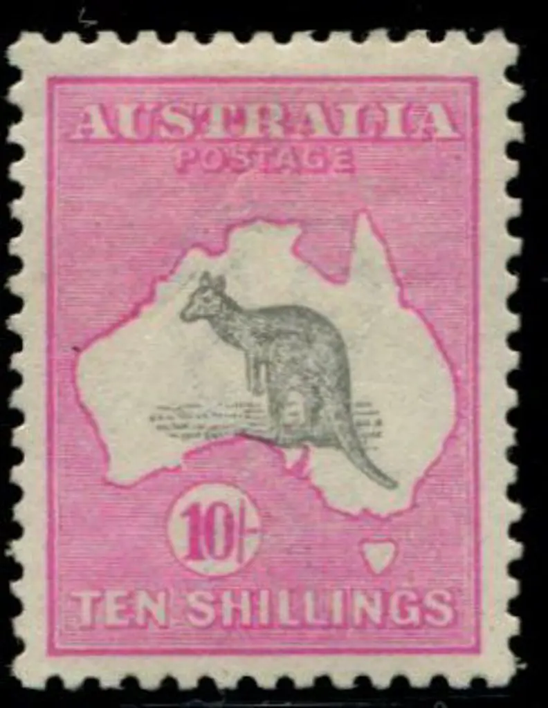 1915/28 3rd wmk 10/- grey & pale aniline pink. MLH ... Image 1++