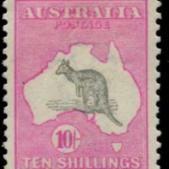 1915/28 3rd wmk 10/- grey & pale aniline pink. MLH ...