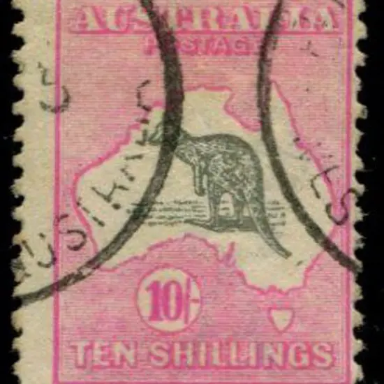 1915/28 3rd wmk 10/- grey & pink with "broken tail ...
