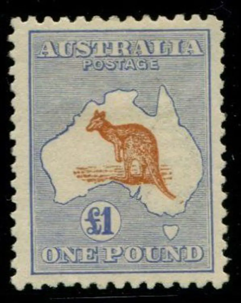 1915/28 3rd wmk £1 chestnut & blue with inverted ... Image 1++