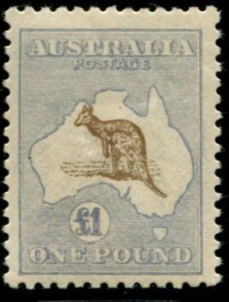 1915/28 3rd wmk £1 olive brown & pale blue. MLH ... Image 1++