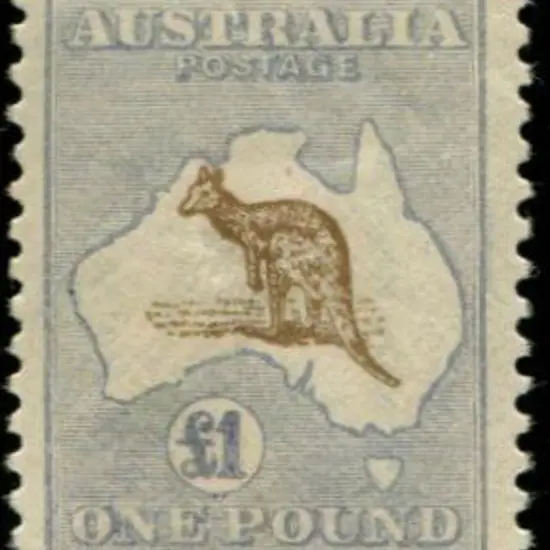 1915/28 3rd wmk £1 olive brown & pale blue. MLH ...