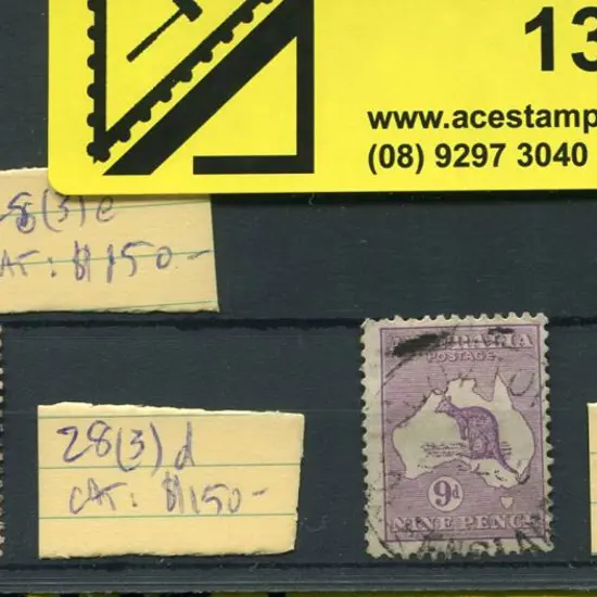 1929/30 Sm Mult wmk 9d violet used x 3 showing ...