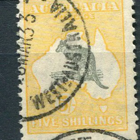 1929/30 Sm Mult wmk 5/- grey & yellow orange. Fine ...