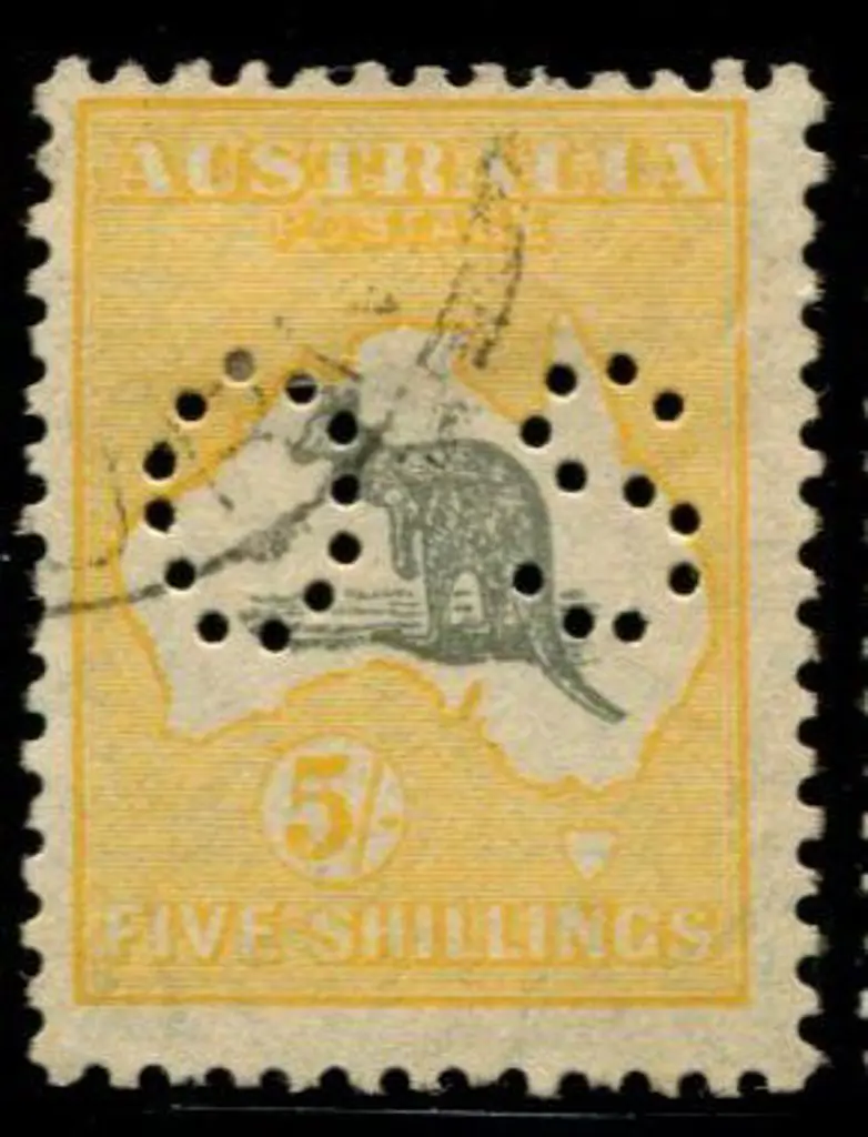 1929/30 Sm Mult wmk 5/- grey & yellow orange ... Image 1++