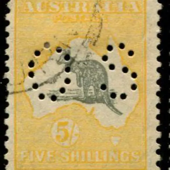 1929/30 Sm Mult wmk 5/- grey & yellow orange ...