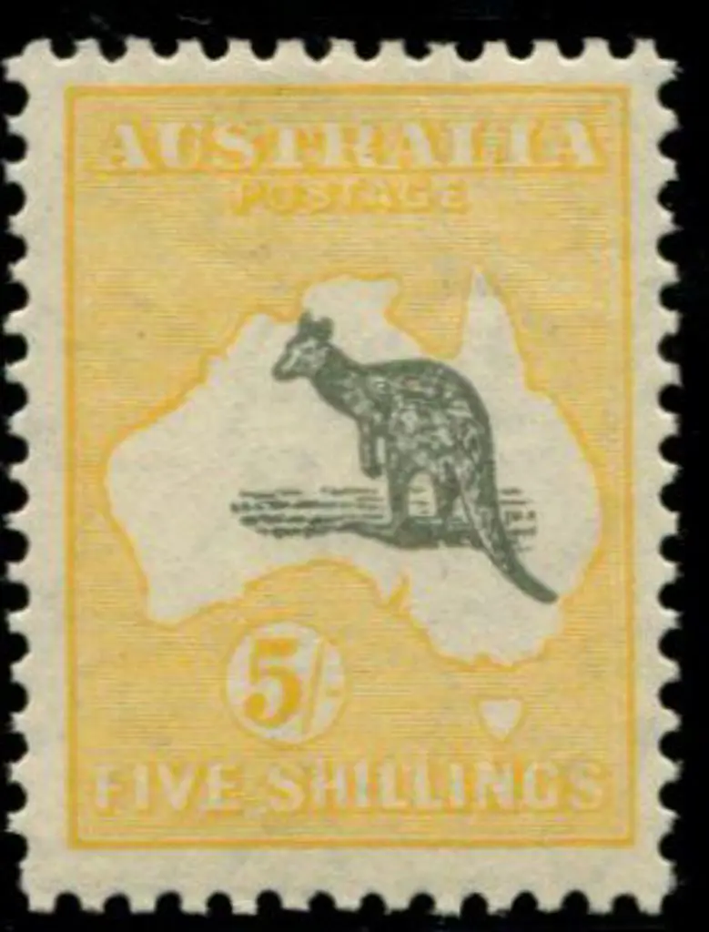 1929/30 Sm Mult wmk 5/- grey & yellow orange with ... Image 1++