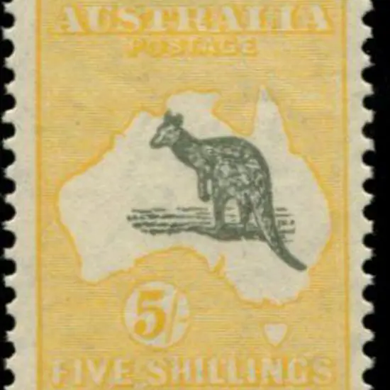 1929/30 Sm Mult wmk 5/- grey & yellow orange with ...