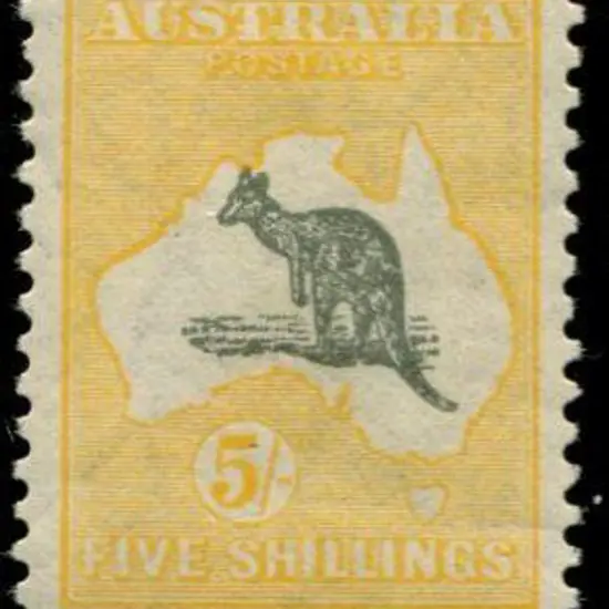 1929/30 Sm Mult wmk 5/- greyish black & yellow ...