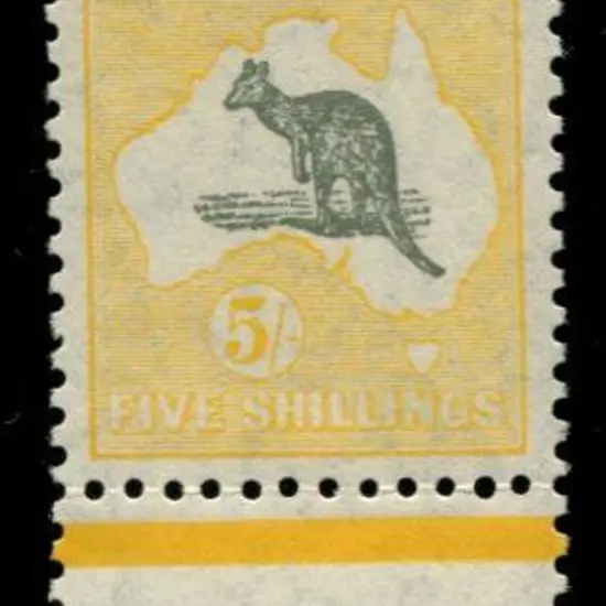 1929/30 Sm Mult wmk 5/- greyish-black & yellow ...