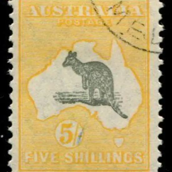 1929/30 Sm Mult wmk 5/- greyish-black & yellow ...