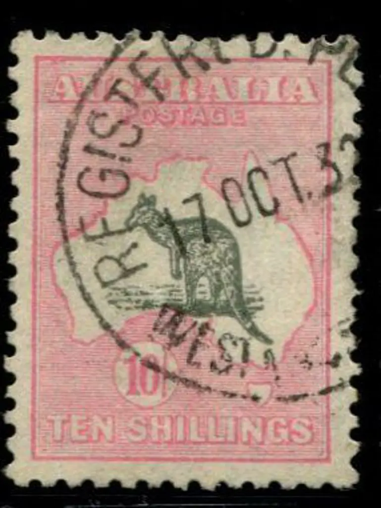1929/30 Sm Mult wmk 10/- grey & pink. Fine used ... Image 1++