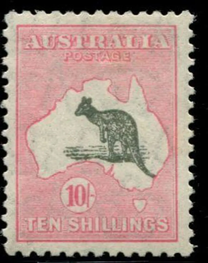 1929/30 CofA wmk 10/- grey-black & rose-crimson. ... Image 1++