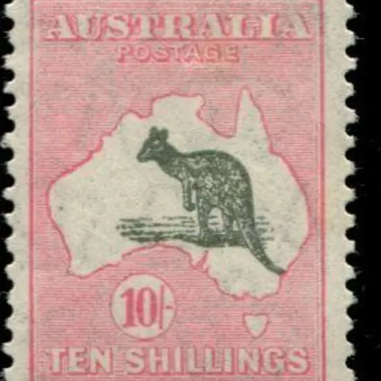 1929/30 CofA wmk 10/- grey-black & rose-crimson. ...