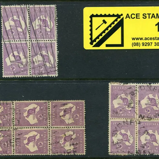 1931-47 CofA 9d violet good to fine used blocks of ...