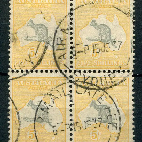 1931-47 CofA 5/- grey & yellow good to fine used ...