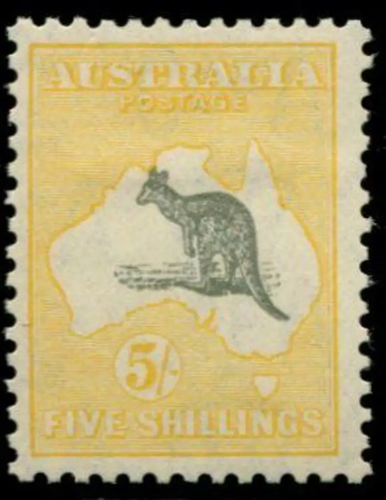 1931-47 CofA 5/- grey & yellow. Fine MVLH example. ... Image 1++